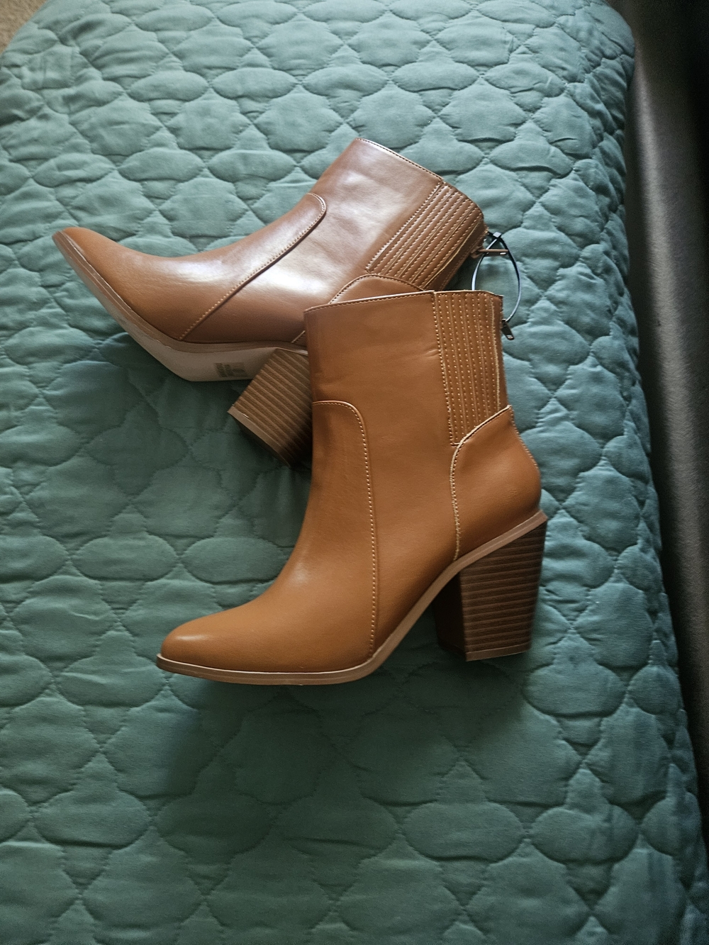 Chase + Chloe Cognac Block Heel Ankle Booties